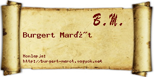 Burgert Marót névjegykártya